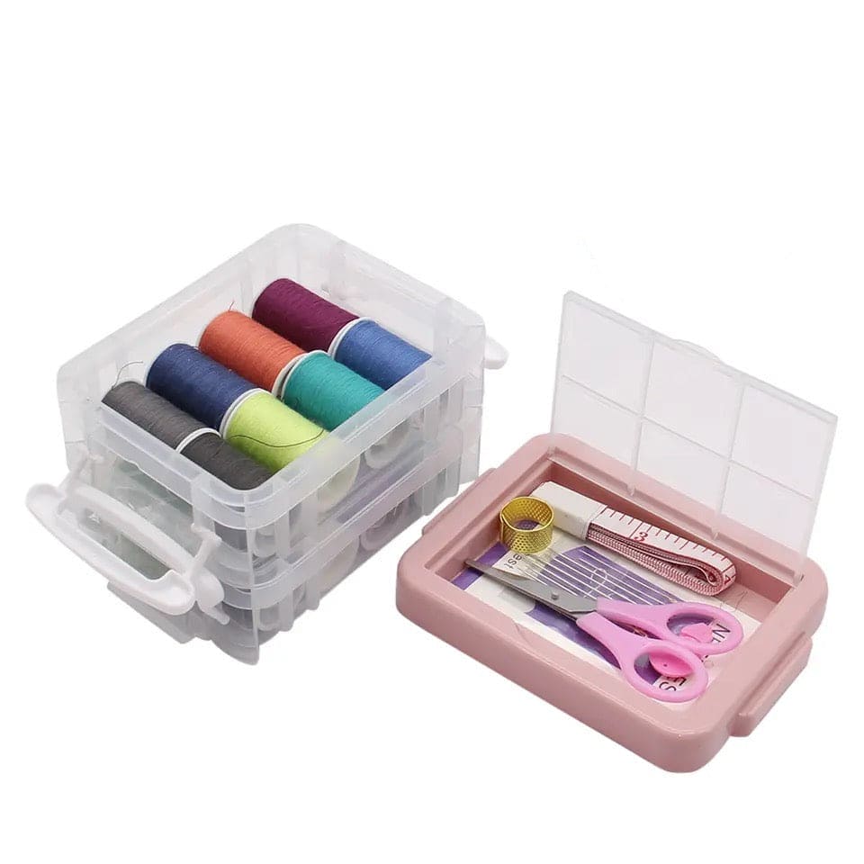 Portable Household Sewing Kit Box, Fabric Craft Needles Thread Scissor Set, Plastic Transparent Sewing Thread Storage, Multifunction PP Box Sewing Kit, Home & Travelling Sewing Accessories Portable Household Sewing Kit Box, Fabric Craft Needles Thread Scissor Set, Plastic Transparent Sewing Thread Storage, Multifunction PP Box Sewing Kit, Home & Travelling Sewing Accessories